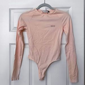 House of CB Peach Long Sleeve Thong Bodysuit